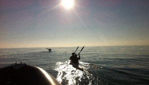 kayaks half way across